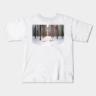 Red Trees in the Winter Forest Kids T-Shirt